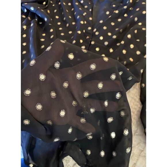 The Limited Sheer Blouse Top Size Small  Black w/ Gold Sparkle Dots  V Neck - Picture 10 of 12